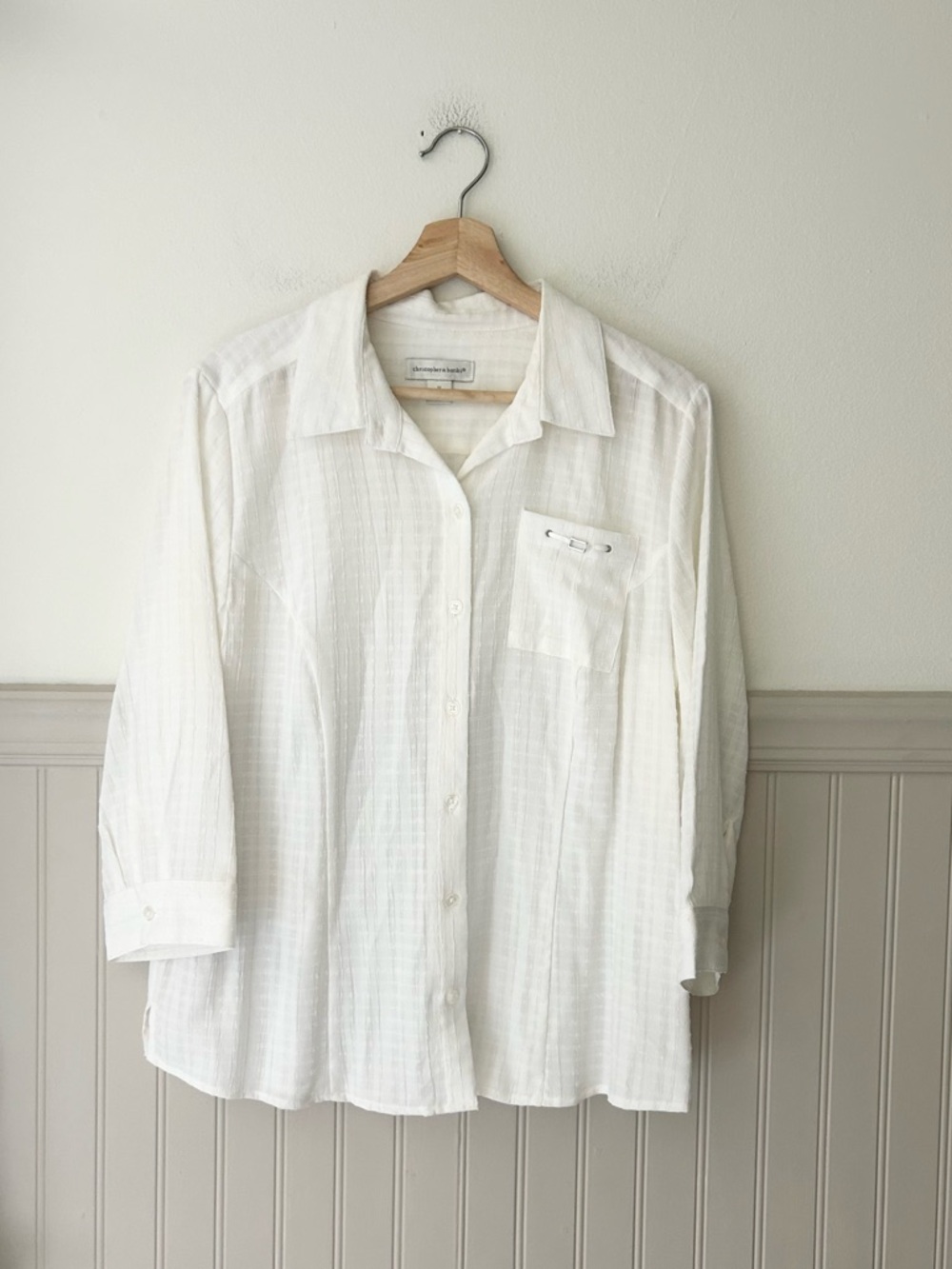 Christopher & Banks Medium Lightweight White Button-Down Shirt